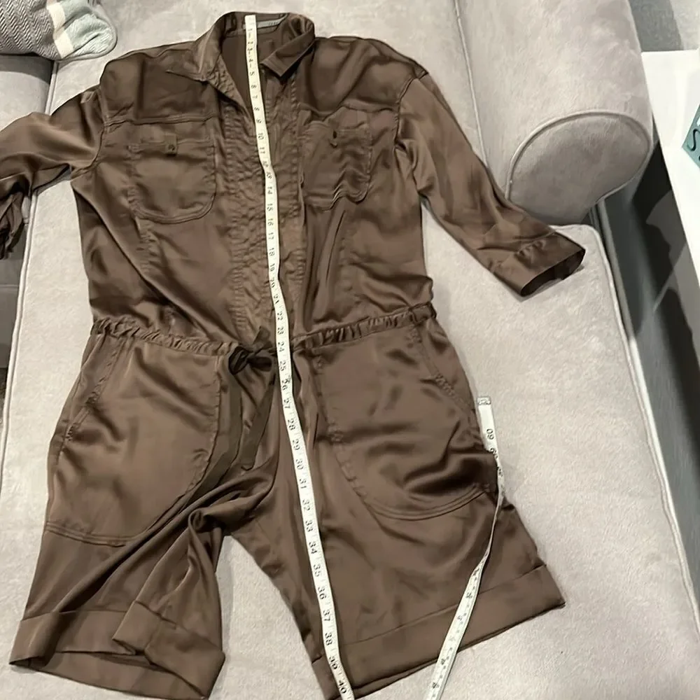 Zara satin romper w/ pockets
